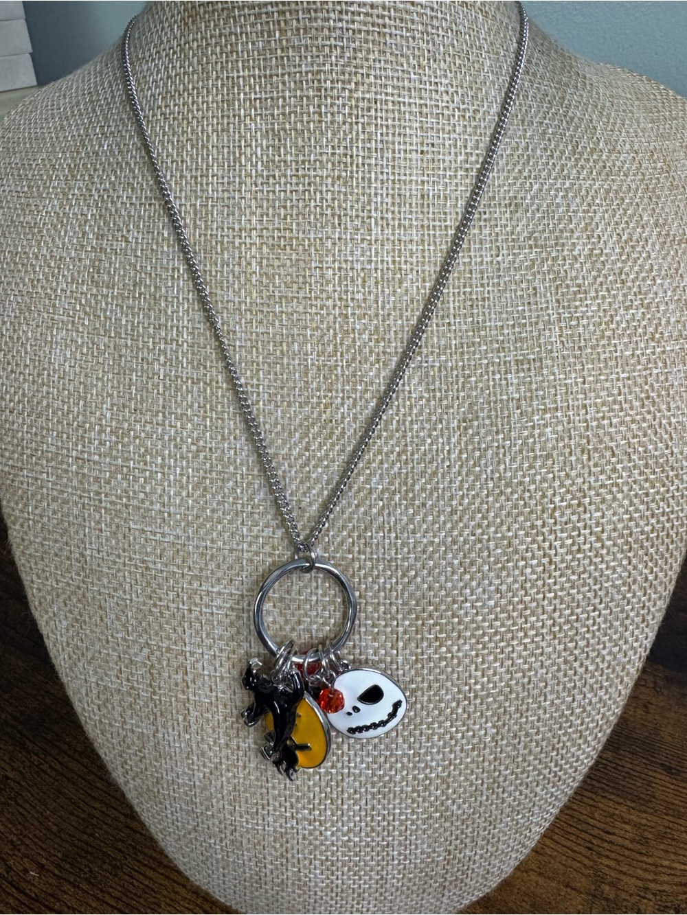 4/$20 Halloween Witch & Skull Charm Necklace - Orange & Black Jack Skellington - Picture 3 of 3